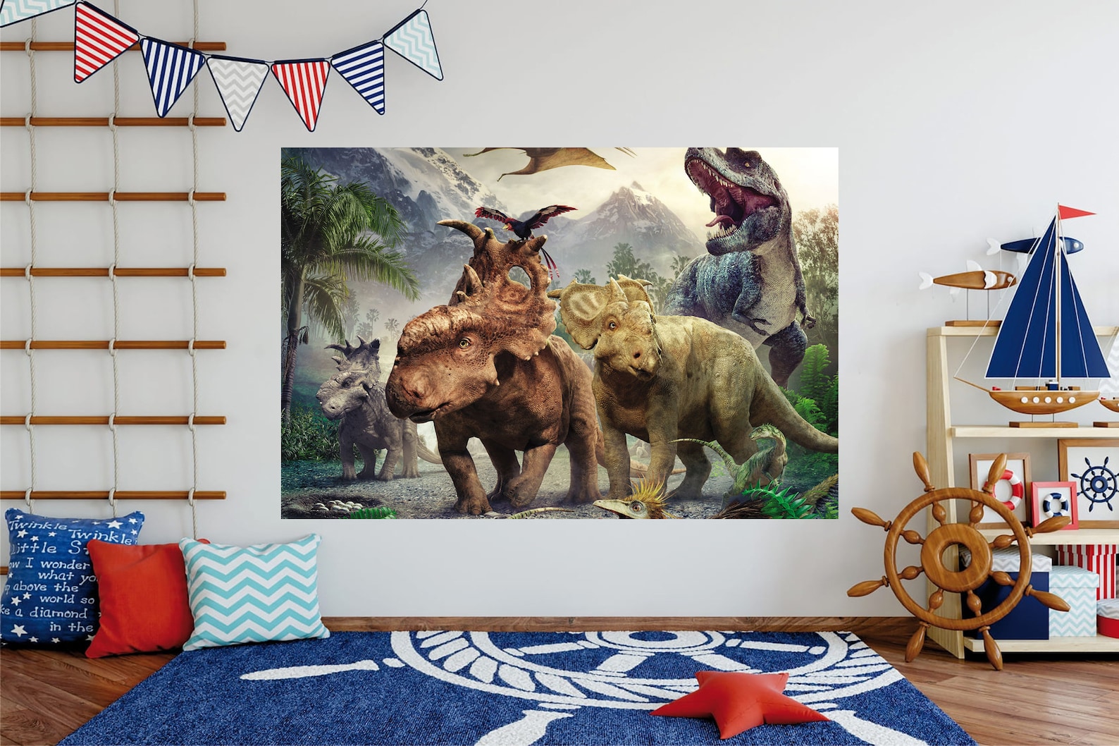 Dinosaurs Mural Wallpaper Peel and Stick Jurassic Wall Art Etsy