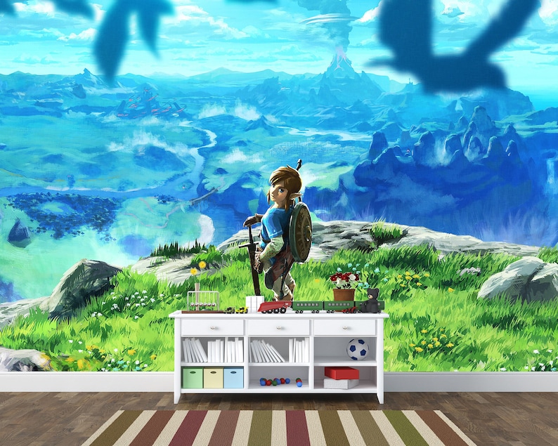 Zelda Wallpaper Fantasy Wall Mural Legend of Zelda Gamer Room Wallpaper Zelda Wall Art Peel and Stick Breath of the Wild Gaming Wallpaper image 10