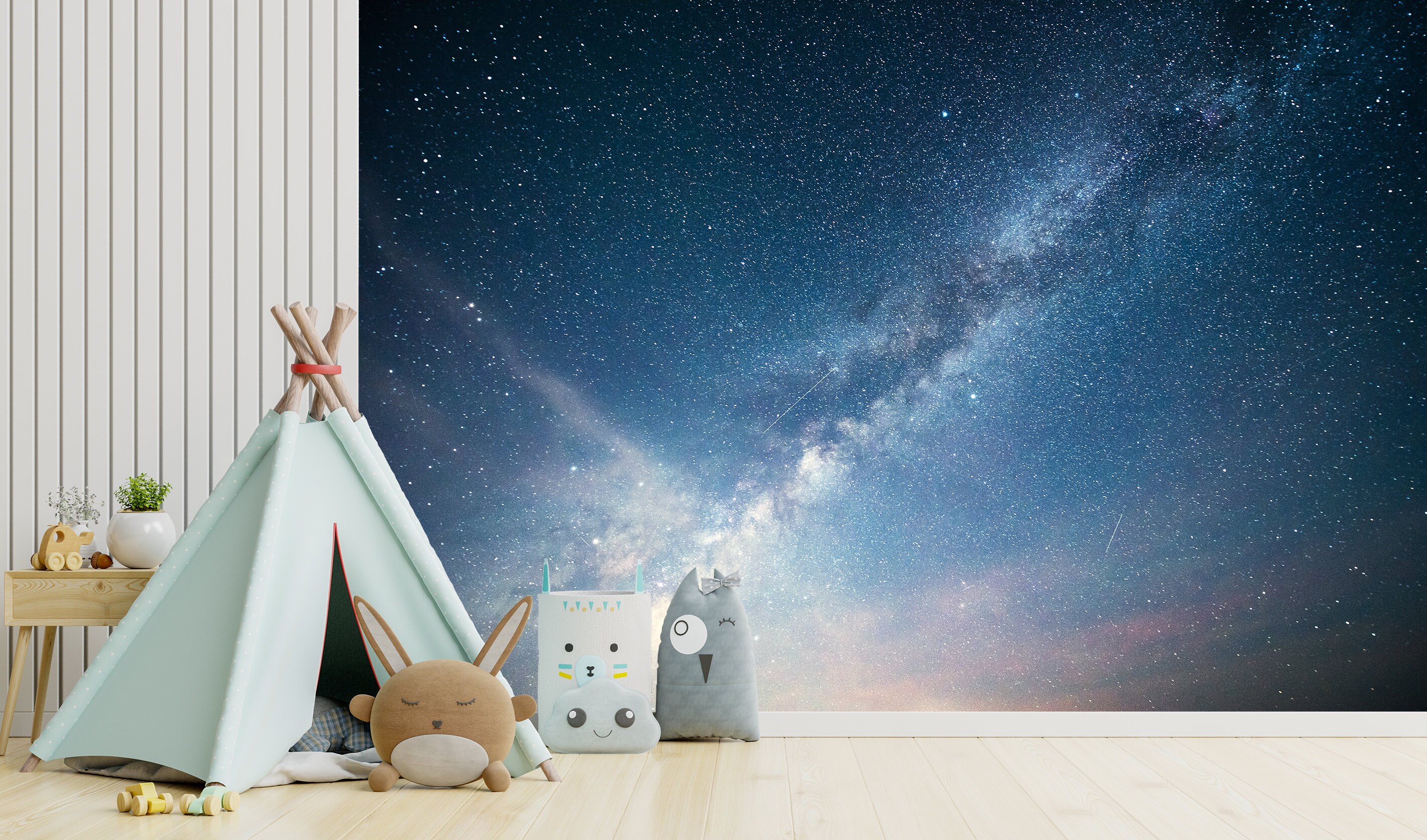 Galaxy Wall Mural Stars Wallpaper Starry Night Sky Wall Decor Etsy