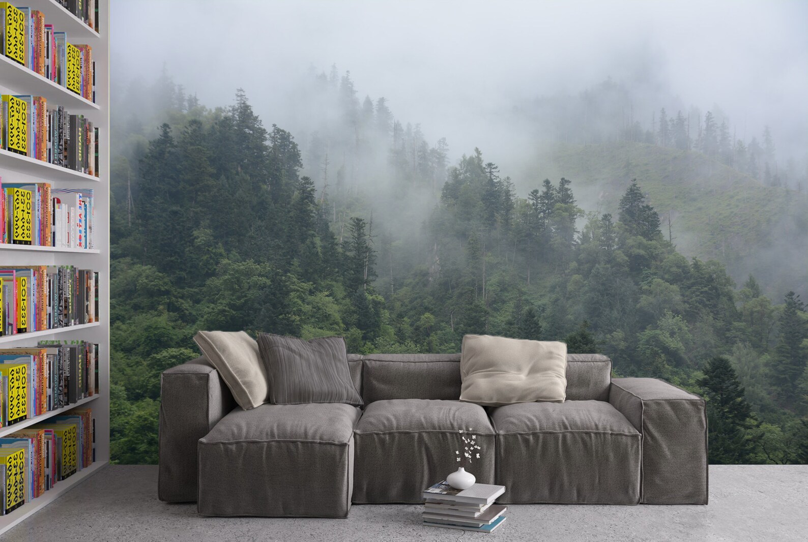 Foggy Forest Mural Wallpaper Foggy Landscape Wall Mural Foggy Etsy