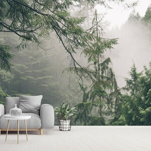 Papier peint forêt papier peint autocollant chambre salon bureau décoration murale forêt papier peint photo mural brumeux papier peint forêt