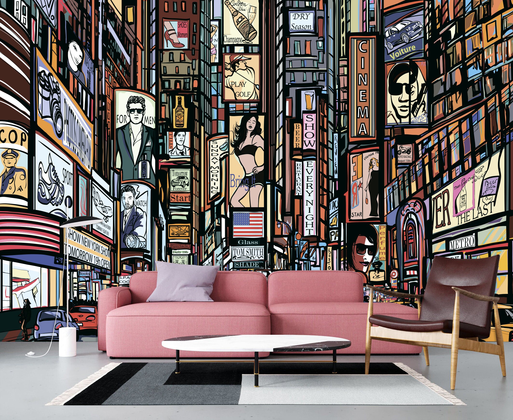 New York City Times Square Pop Art Illustration Mural Etsy Singapore