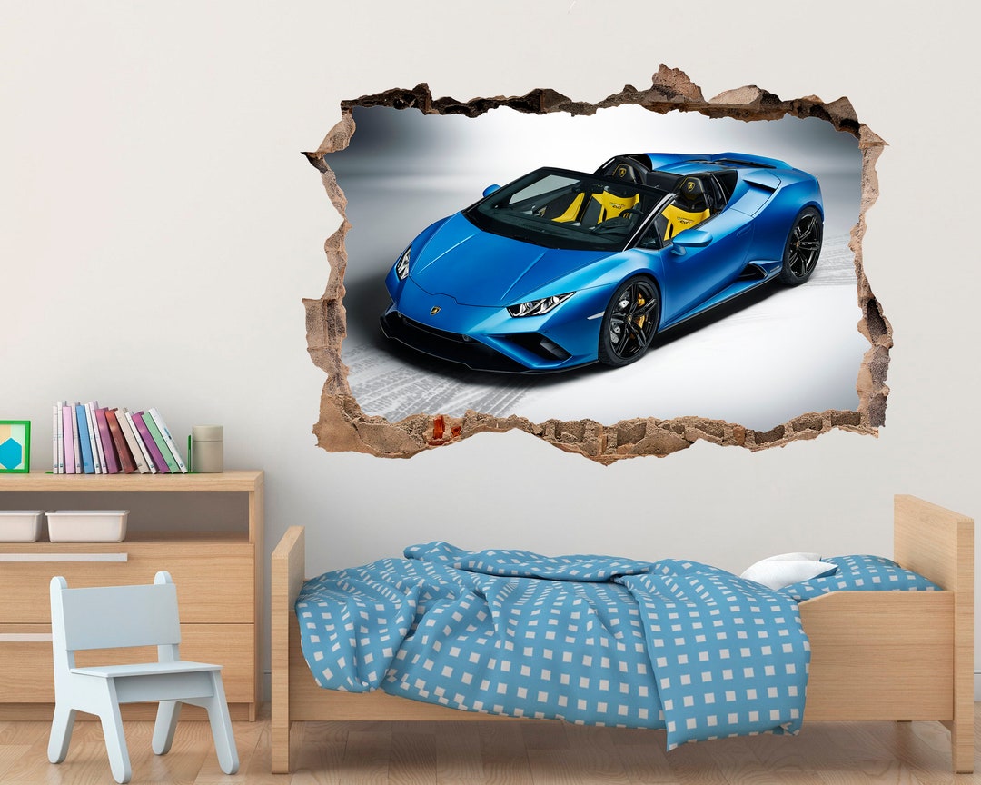 Blue Lambo Sticker Blue Lamborghini Huracan Wall Sticker Gift for Boy Birthday Boys Room ...
