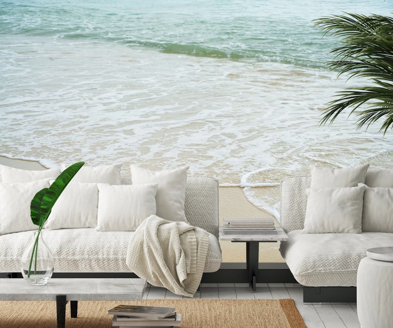 Beach Close-up Wallpaper Peel and Stick Beach Wall Mural Ocean | Etsy