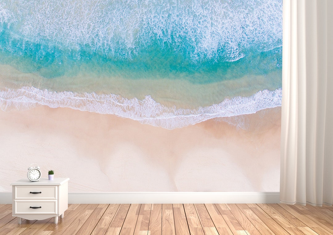 Turquoise Waves Beach Peel and Stick Wall Mural Wallpaper Sea Beach ...