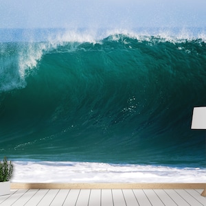 Large Surf Wave Wall Mural Wallpaper Peel and Stick Ocean Wave Wallpaper Scenic Sea Wallpaper Surfing Wall Decor Nautical Wallpaper Print