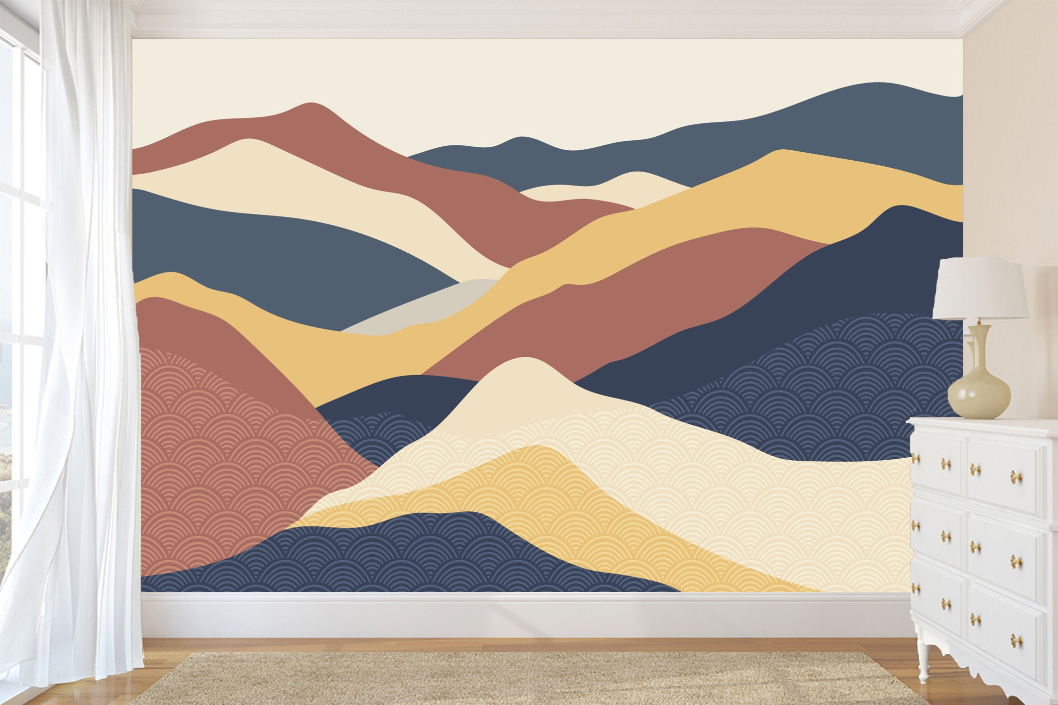 Abstract Mountains Wall Mural Peel&Stick Minimalistic Nature Etsy