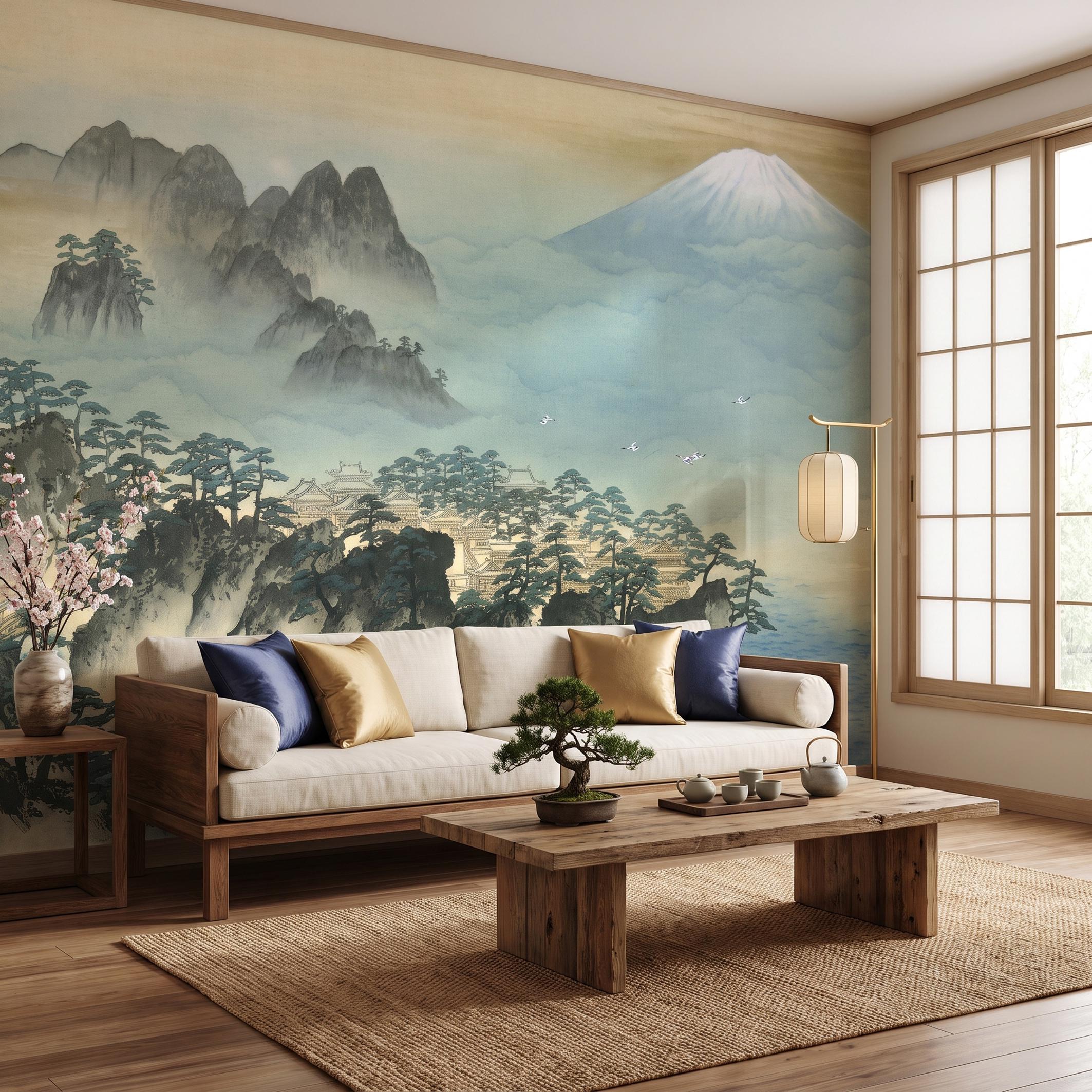 Vintage Japanese Art Mural Wallpaper Reproduction Mural Wall Decor