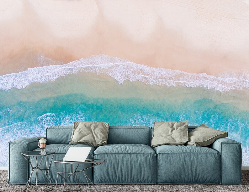 Printable Peel&stick Vinyl Wallpaper Beach Waves Mural Sea - Etsy