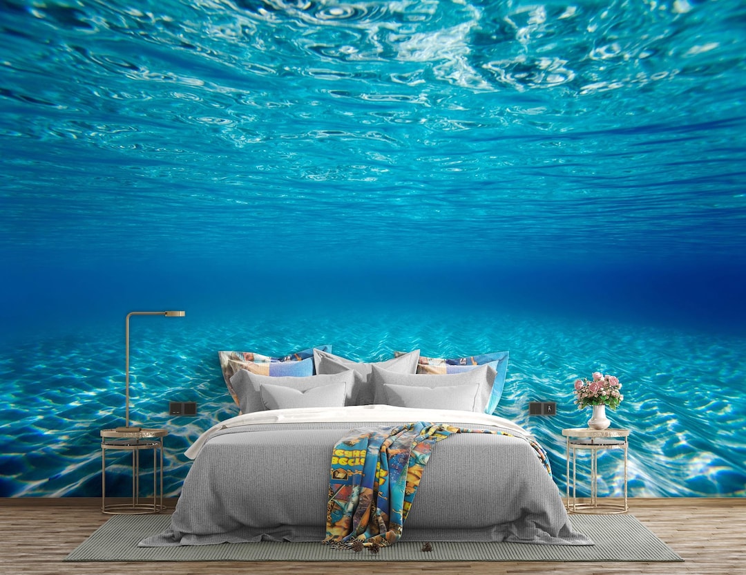 Underwater Ocean Wall Mural • Deep Sea Bedroom Wallpaper • 3D Blue ...