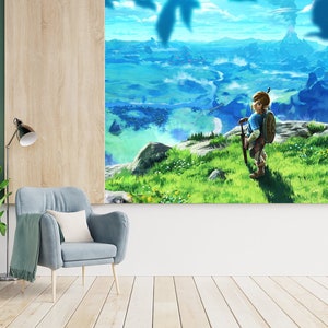 Zelda Wallpaper Fantasy Wall Mural Legend of Zelda Gamer Room Wallpaper Zelda Wall Art Peel and Stick Breath of the Wild Gaming Wallpaper image 9