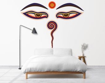 Buddha Eyes Wall Decal Large Colorful Buddhist Art Sticker Gift