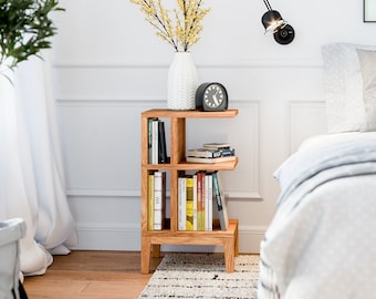 Solid Oak Farmhouse Nightstand: Rustic Small Side Table