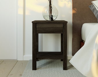 Modern Black Beech Nightstand: Stylish Organiser & Bedside Table - European Craftsmanship