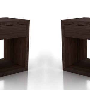 Set of 2 Floating Nightstands with Drawers Solid Beech Modern Bedside Tables, Stylish Bedroom Storage Solutions zdjęcie 1