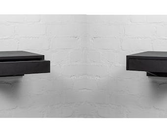 Set of 2 Floating Nightstands - Stylish Wall-Mounted Bedside Tables with Organising Drawers