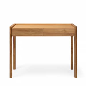 European Oak Console Table with Drawers - Modern Wood Entryway Table