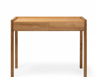 Table console en chêne européen avec tiroirs - Table d'entrée en bois moderne