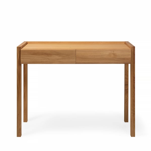 Table console en chêne européen avec tiroirs - Table d'entrée en bois moderne