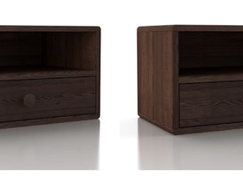 Set of 2 Floating Walnut Nightstands - Farmhouse Style, Wall-Mounted Oak Bedside Tables, Organise Your Space in Style