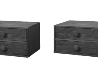 Set of 2 Black Floating Nightstands with Drawers - Modern Bedside Tables for a Stylish and Functional Bedroom - European Craftsmanship