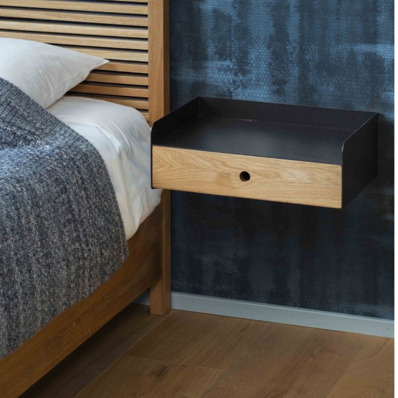 Metal Floating Nightstand Organizer Modern Nightstand Etsy