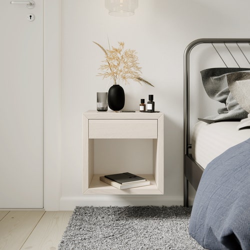 Black Floating Bedside Table With 1 Drawer / Modern Hall Etsy