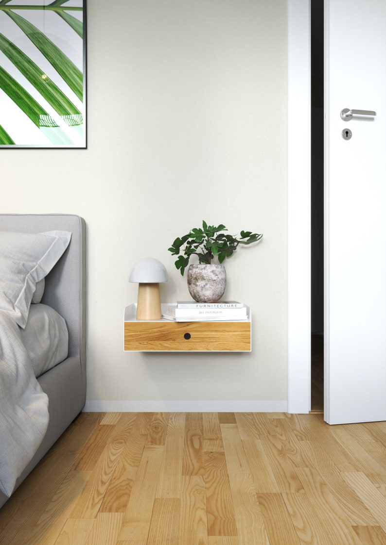 Metal Floating Nightstand Organizer Modern Nightstand Etsy UK