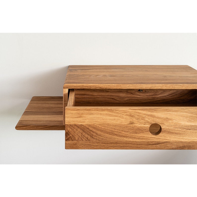 Table De Chevet Flottante HEYZOEY Avec Tiroir – Design Blanc Et Rotin – étagère Murale Pour Chambre, Salon, Salle De Bain