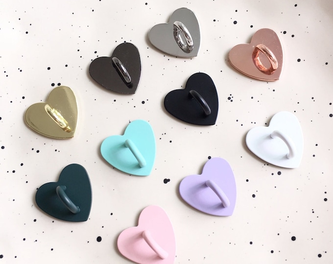 Metal Bottle Hook, Stanley Cup Hooks, Adhesive hook with ring, Heart Charm, party favor, gift for her, tumbler, phone, dash, car accessories