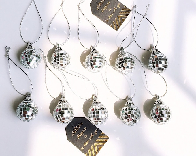 1'' Mini Fun Mirror Disco Ball,globe with cap 23/28mm bulk,Hanging Pendant round/silver/small/miniature/bulbs/diy/ornaments/70's party favor