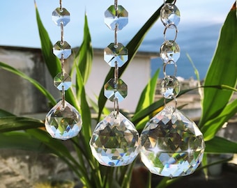 Crystal Sun catcher Bulk, Rainbow Maker Prism, Hanging Pendant ball, Clear Faceted Sphere, for Windows Car Home Decoration Housewarming Gift