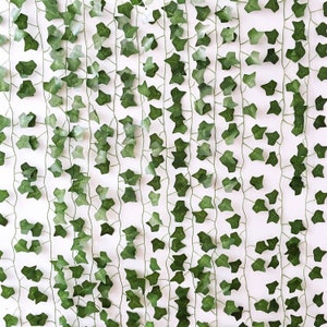 Long Artificial Vines Ivy Leaf Plants Hanging Garland Faux Fake Foliage Flower Boho Home Garden Christmas Wedding Party Wall Decor, Green