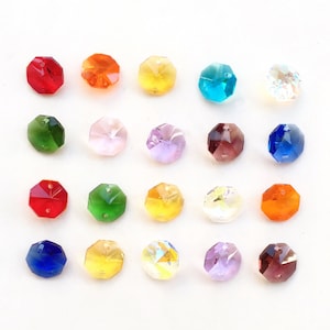 10pc 14mm Suncatcher Crystal Link Beads bulk, 2 HOLE Octagon Beads Faceted, Rainbow Maker Prism, ab Clear Chandelier Bead Wedding Home Decor