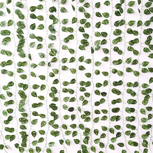 Long Fake Vines Ivy Leaf Plants Garland Faux Artificial Hanging Flowers Foliage Boho Home Garden Christmas Wedding Party Wall Decor, Green