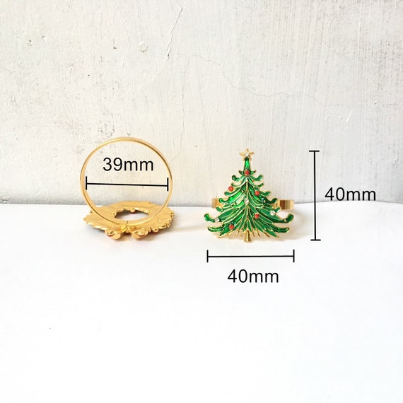 Produktbild von Serviettenhalter Weihnachten 6 Stück Weihnachtsserviettenringe - Goldfarben Mit Schneeflocken, Elch & Weihnachtsmotiven Tischdeko Weihnachten