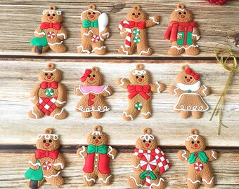 ジンジャーブレッドマンのクリスマスデコレーション12個、クリスマス