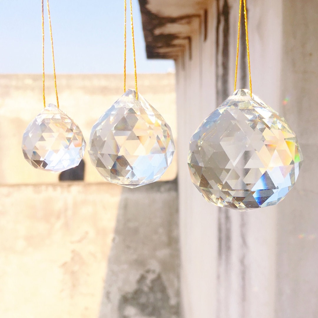 Glass Crystal Feng Shui Suncatcher 40mm Ball Prism Pendant Hanging Chandelier De