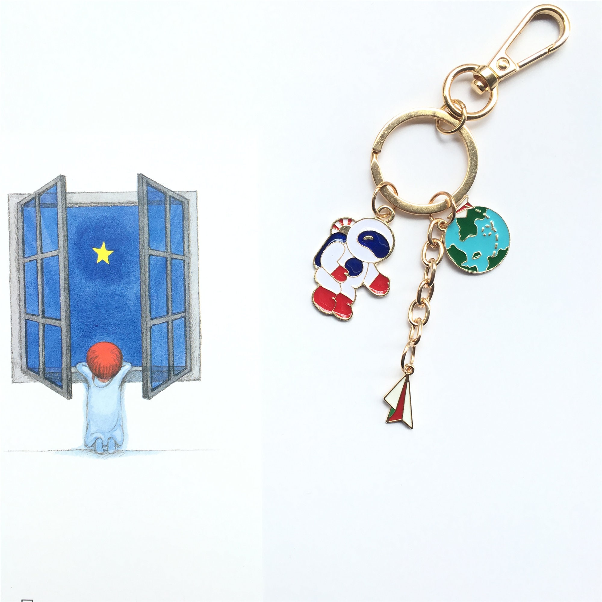 未来への手紙シリーズ - かわいいキーホルダー - 宇宙飛行士