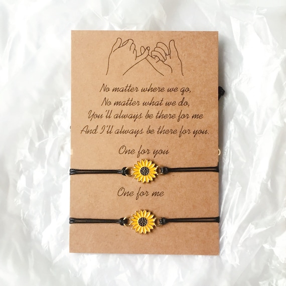 Matching Sunflower Bracelets adjustable Braided Set of 2