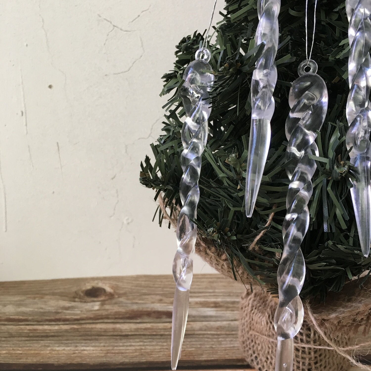 12 Pcs Plastic Spiral Icicles 5inch Christmas Ornaments Set Icicle