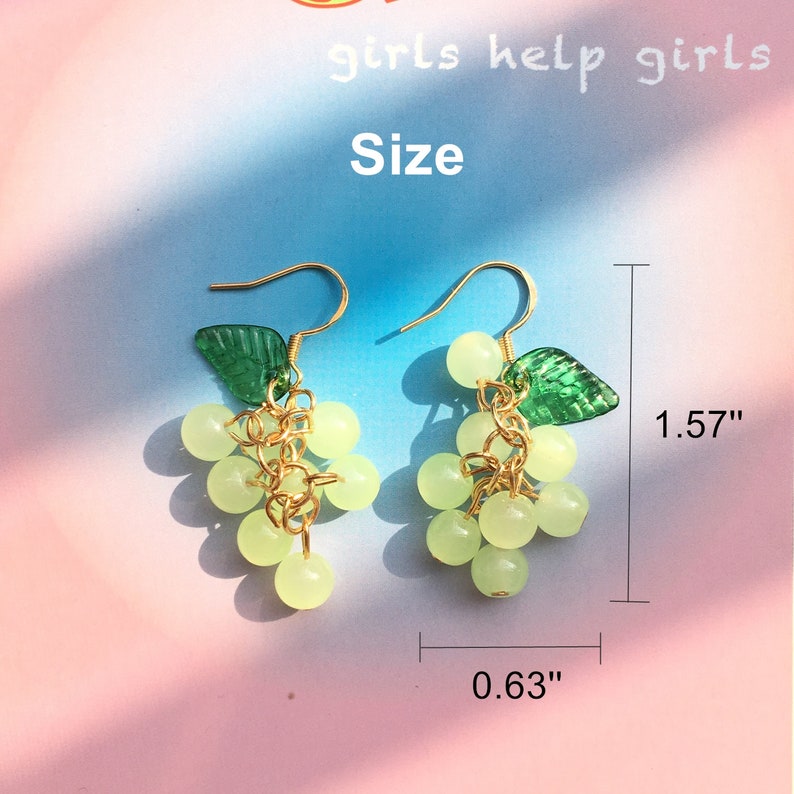 Super Cute Fruit Earrings Sweet GRAPE Earrings With Green Etsy