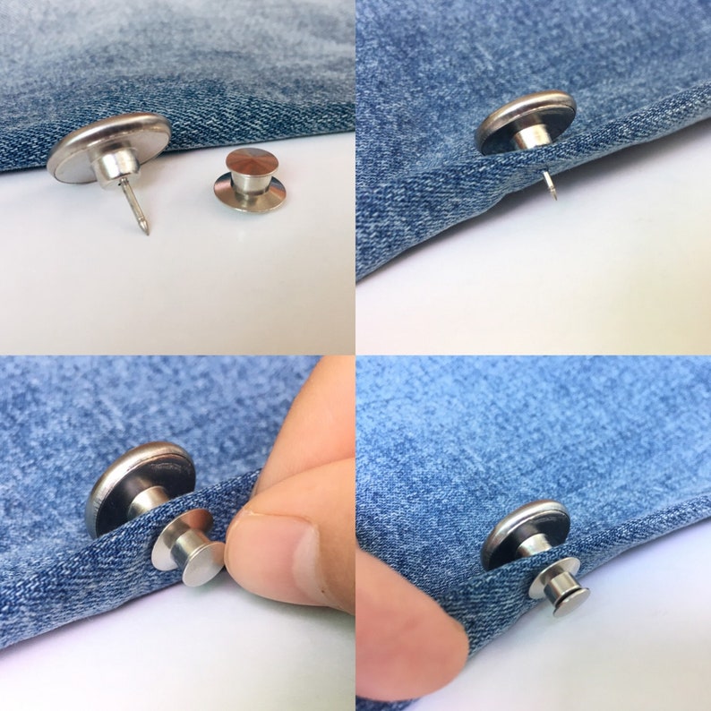 Pants Lock Button 12PC Jeans Buttons, Add or Reduce Pants Waist in Second, No Sew Needed ...