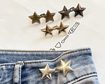 New! Star Jean Button Pins bulk, Reduce Pants Waist In Second, No Sew Need, Removable Metal Fastener for Jeans Denim Jacket, Cloth Decor