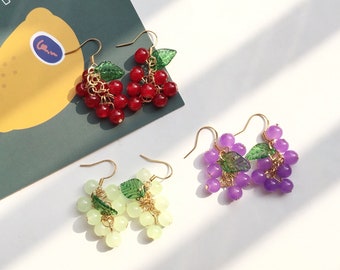 Handmade Drop Earrings Asymmetric Apple Earrings Fruit Earrings Red Apple Earrings Food Earrings Polymer Clay Quirky Earrings