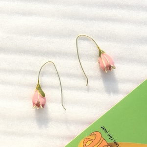 Tulip Earrings, Pink Purple Blue Vintage Romantic Floral Earrings, dangle earrings, Fairy Earrings Jewelry, Unique Valentines Gift for Her