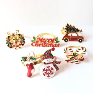 Weihnachten Serviettenringe 6er Set, Strass Metall Serviettenring, Serviettenhalter Ring für Thanksgiving Party Dinner Table Decor