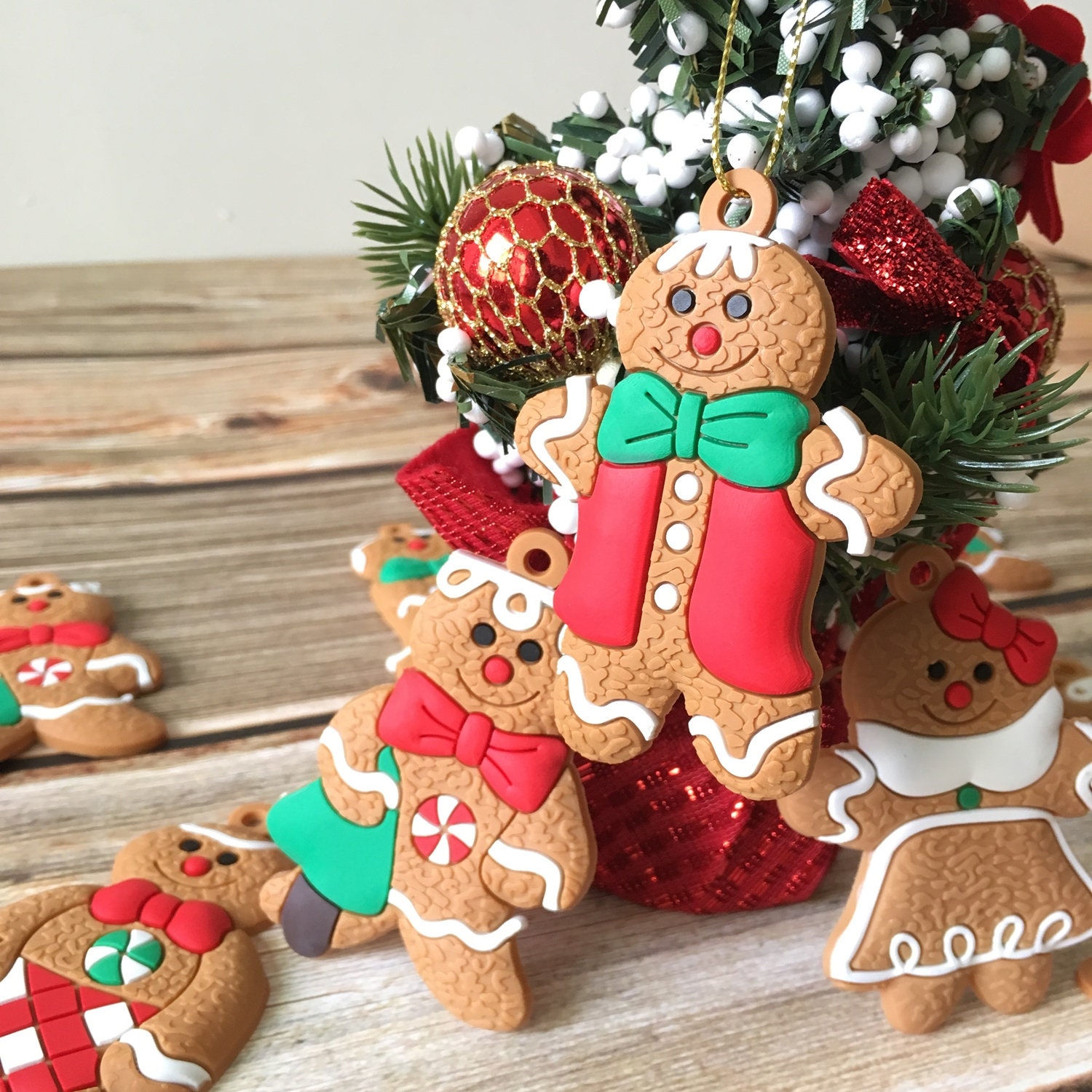 ジンジャーブレッドマンのクリスマスデコレーション12個、クリスマス
