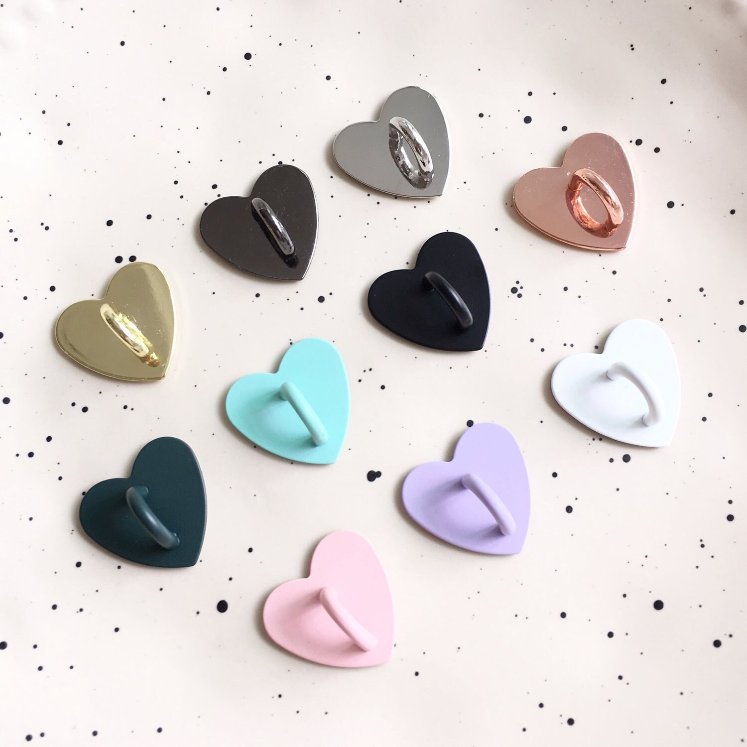Metal Bottle Hook, Stanley Cup Hooks, Adhesive hook with ring, Heart Charm, party favor, gift for her, tumbler, phone, dash, car accessories