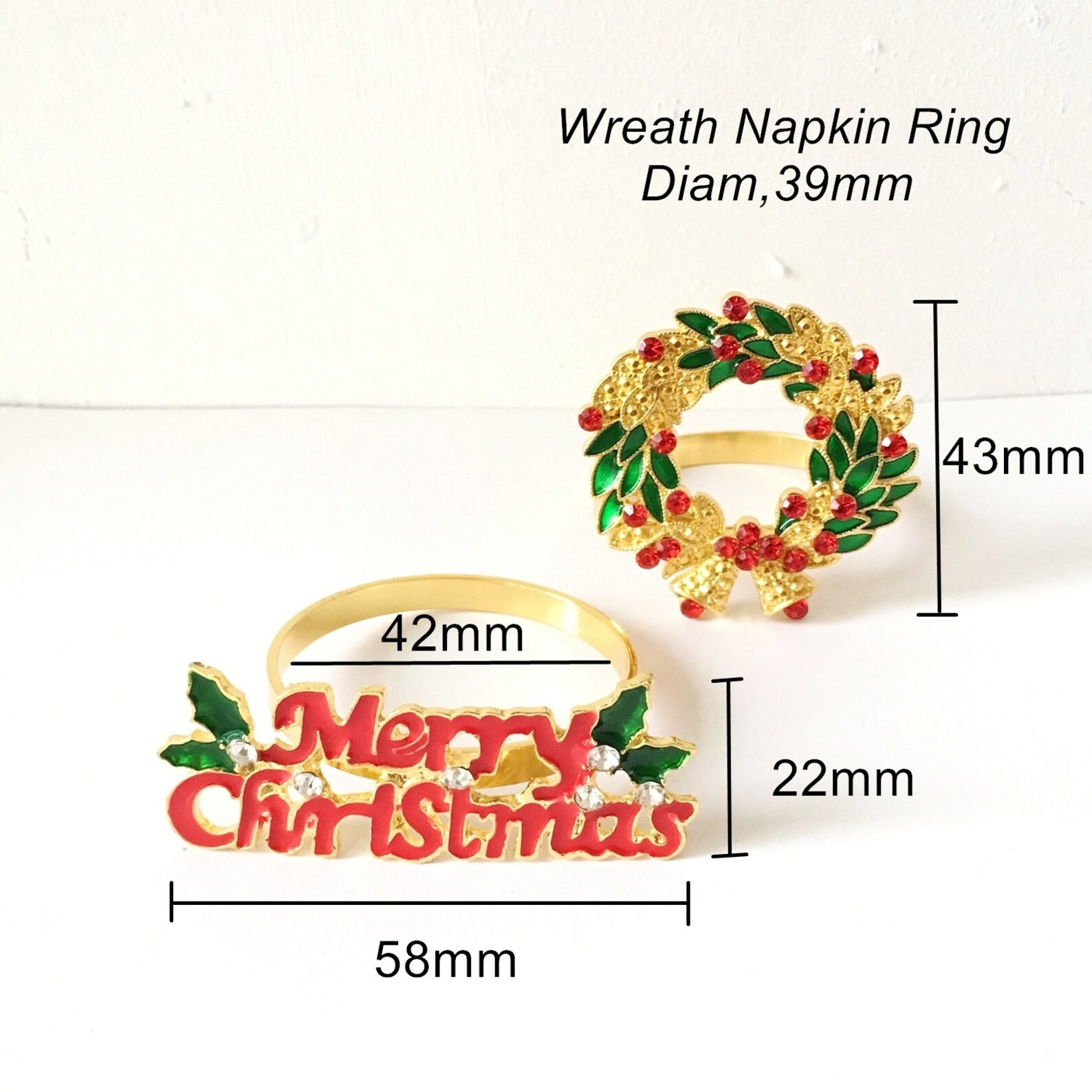 Napkin Rings Christmas Set of 6 Rhinestone Elk Christmas Tree Etsy